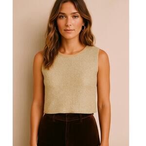 Vintage 60s Cream Knit Sequence Overlay Boho Chic Effortless French Girl XS